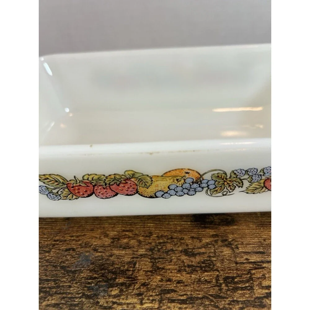 VTG Anchor Glass Fire King  Nature's Bounty  1 Qt Baking Casserole Dish Loaf Pan